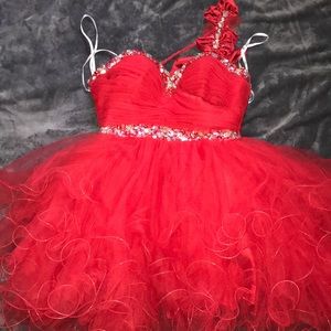 Red puffy dress